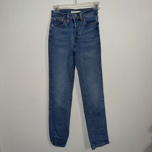 Levis Womens Wedgie Straight Jeans Size 24 High Rise Button Fly